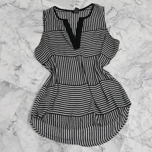 XOXO Sheer stripes vneck scoop hem sleeveless sexy